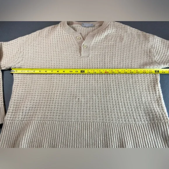 Everlane Cashmere Sweater Waffle Weave 2 Buttons Size Large - Picture 5 of 10